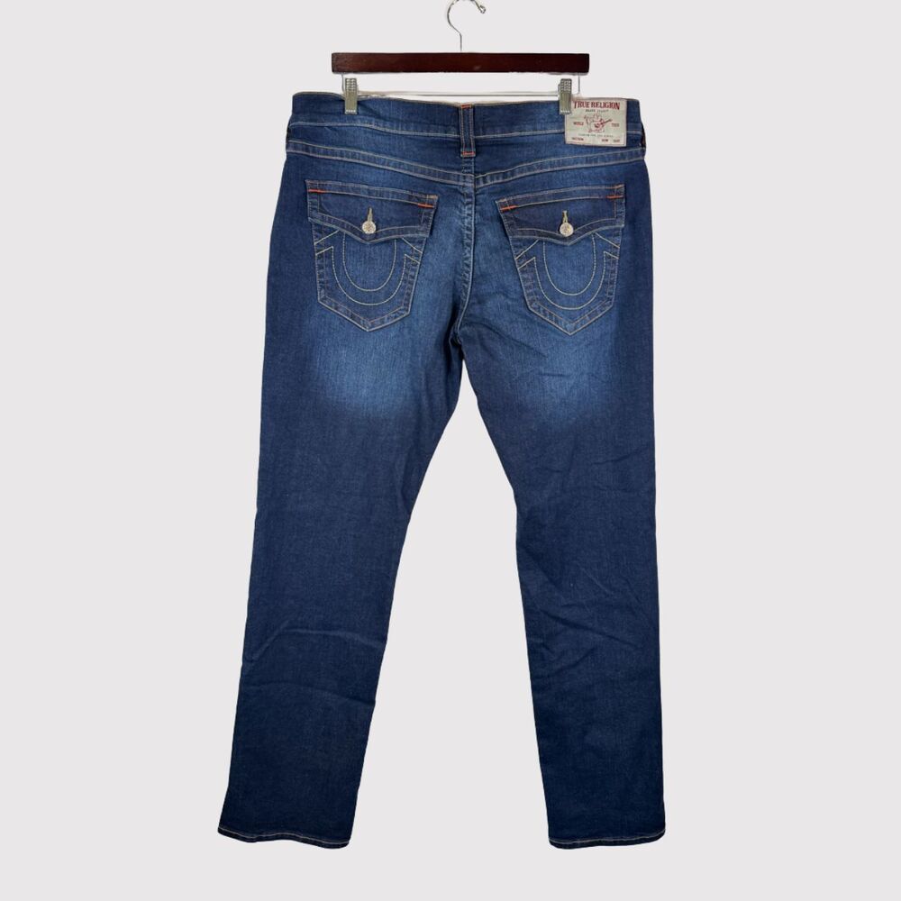 True Religion Mens Jeans Blue Ricky Relaxed Straight Denim Medium Wash 38x33 - Picture 2 of 12